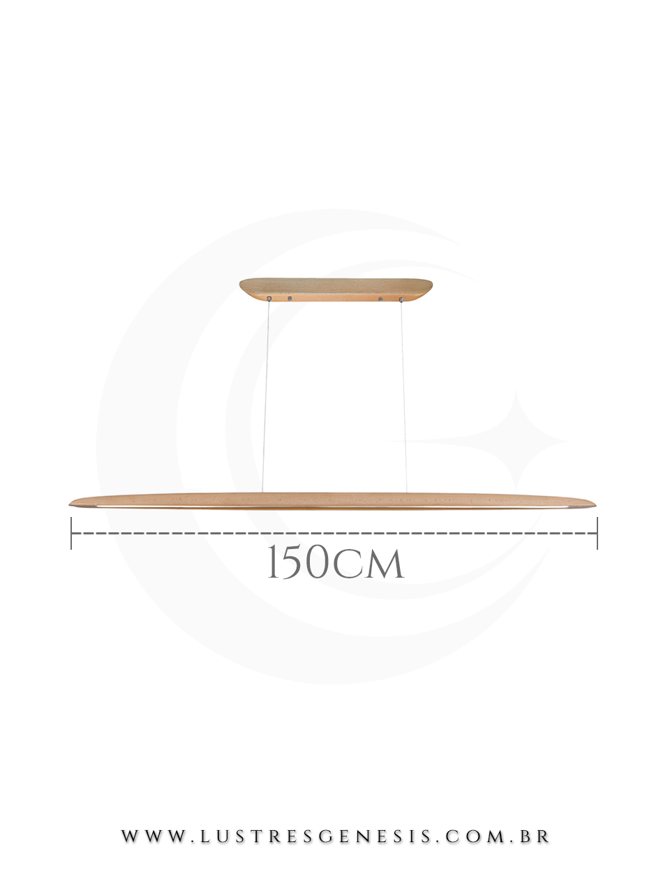 Lumin&aacute;ria Pendente Linear Madeira 150cm Retangular para Sala de Jantar e &Aacute;rea Gourmet 